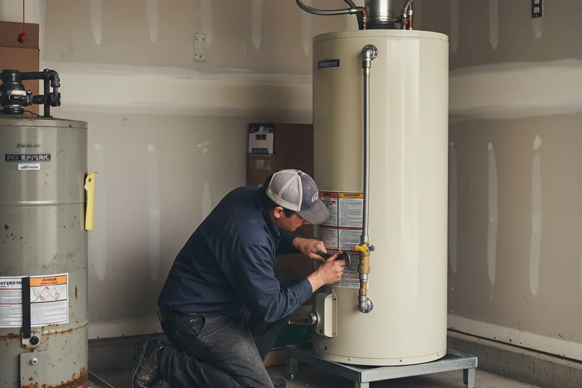 Water heater and shutoff valve replacement in Helenville