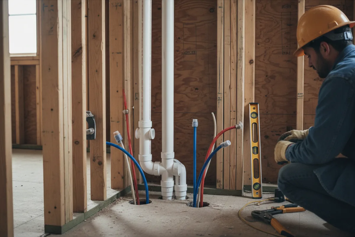 Drain and supply rough-in during Toilet Repair and Installation in Helenville