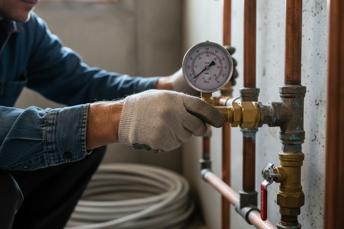Pressure testing a repaired line during Water Line Repair in Helenville